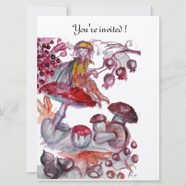 MAGIC FOLLET OF MUSHROOMS champagne Invitation (Front)