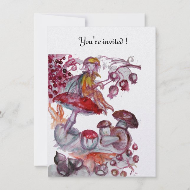 MAGIC FOLLET OF MUSHROOMS Floral Fantasy Invitation (Front)