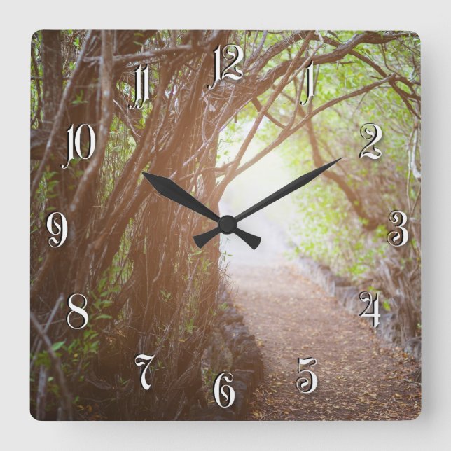 Magic forest in the morning square wall clock (Front)