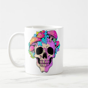 Magic Forest Mushroom Skull Trippy Edm Dj Coffee Mug