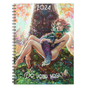 Magic fox fantasy forest illustration 2024 notebook