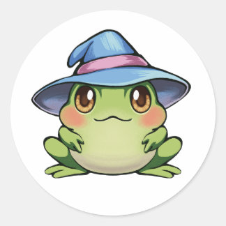 Magic frog in a hat classic round sticker