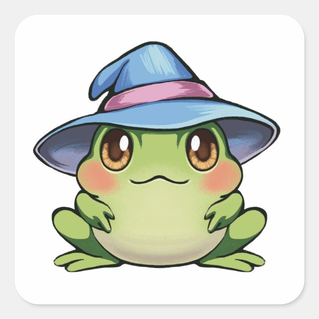 Magic frog in a hat  square sticker (Front)