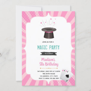 Magic girl birthday invitation