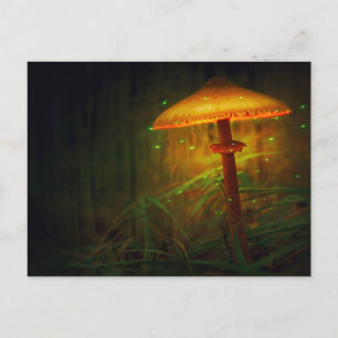Magic glowing mushroom postcard