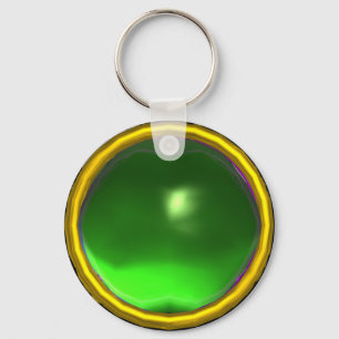 MAGIC GREEN EMERALD GEM STONE KEY RING