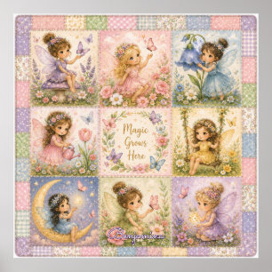 Magic Grows Here Enchanted Fairy Garden Pastel Poster