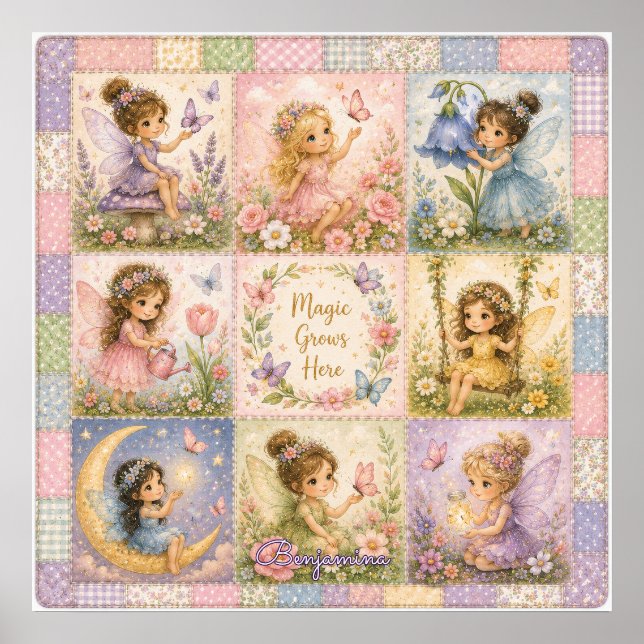 Magic Grows Here Enchanted Fairy Garden Pastel Poster (Front)