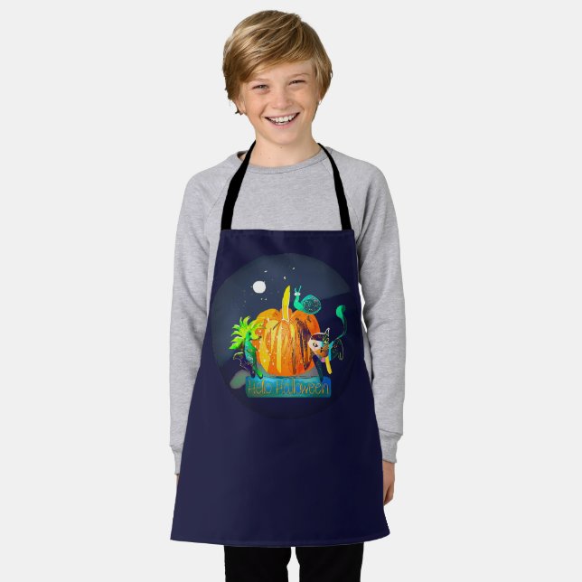 Magic Halloween Animals – Pumpkin Cartoon Friends Apron (Worn)