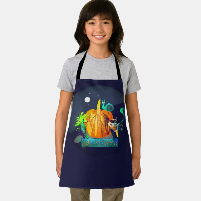 Magic Halloween Animals – Pumpkin & Spirit Friends Apron (Insitu)