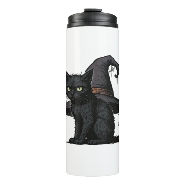 Magic Halloween Cat Classic T-Shirt Thermal Tumbler (Front)