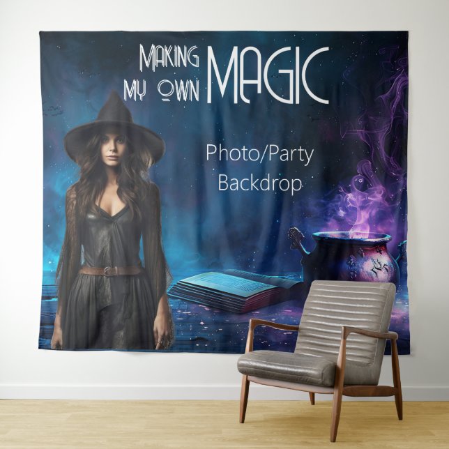 Magic Halloween Party Witchy Star Shot Backdrop Tapestry (In Situ (Horizontal))