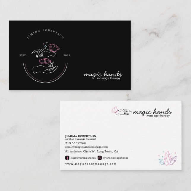 Magic Hands Massage Therapist Esoteric Business Ca Business Card (Front/Back)