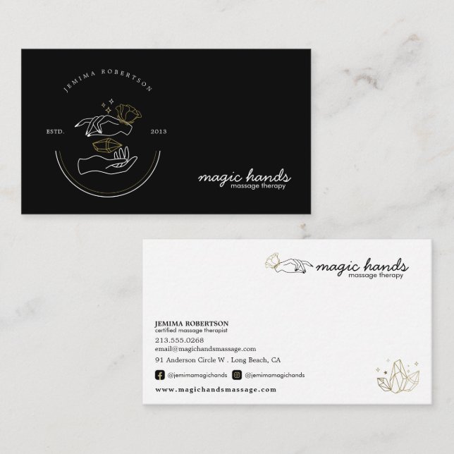 Magic Hands Massage Therapist Esoteric Business Card (Front/Back)
