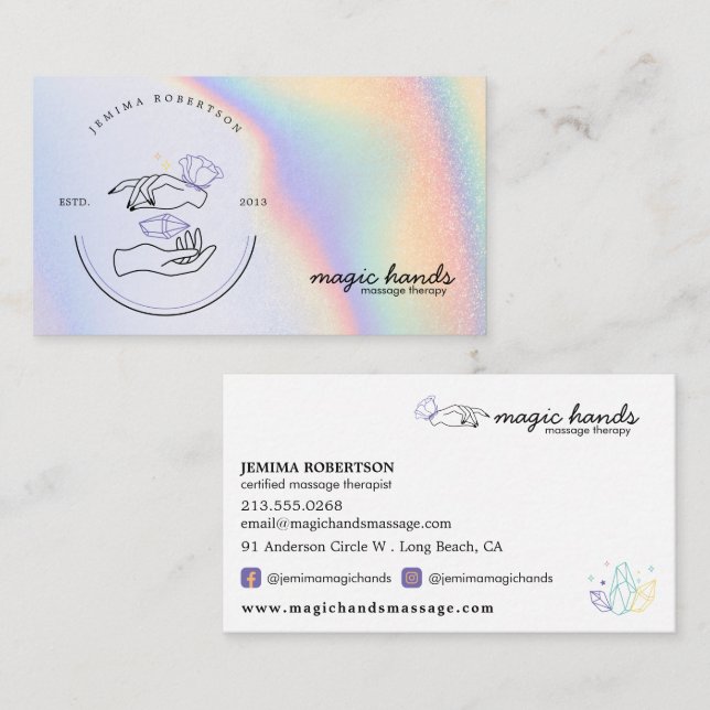 Magic Hands Massage Therapist Esoteric Business Card (Front/Back)