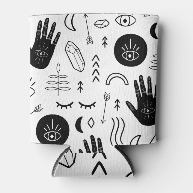 Magic hands, moon, ethnic pattern. can cooler (Front)