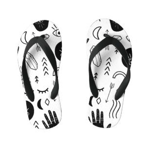 Magic hands, moon, ethnic pattern. kid's thongs