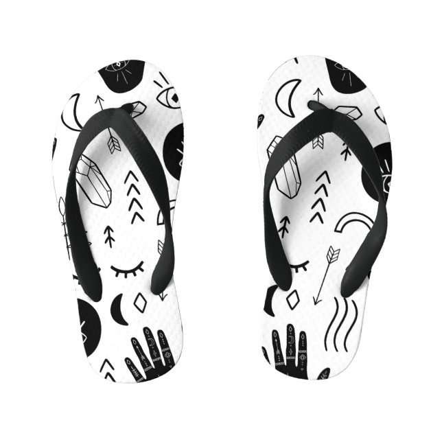 Magic hands, moon, ethnic pattern. kid's thongs (Footbed)