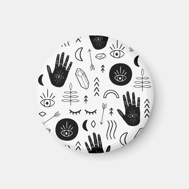 Magic hands, moon, ethnic pattern. magnet (Front)