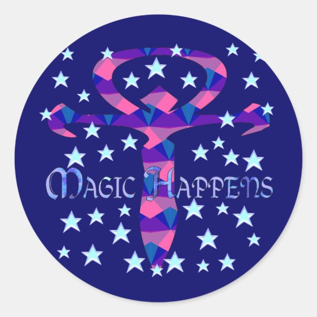 Magic Happens Classic Round Sticker (Front)