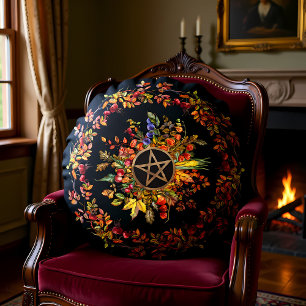 Magic Harvest with Pentagram Round Cushion
