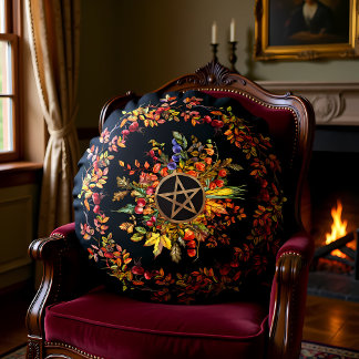 Magic Harvest with Pentagram Round Cushion