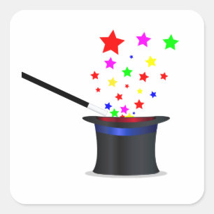 Magic Hat And Wand Square Sticker