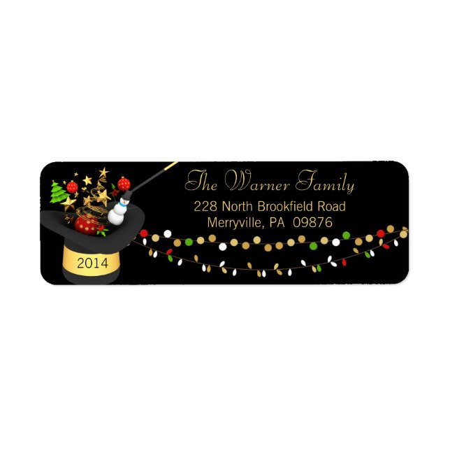 Magic Holiday Hat Garland Return Address Labels (Front)