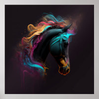 Magic Horse, Abstract Colours , Art Print Wall