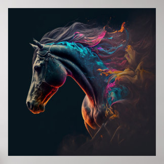 Magic Horse, Abstract Colours , Art Print Wall