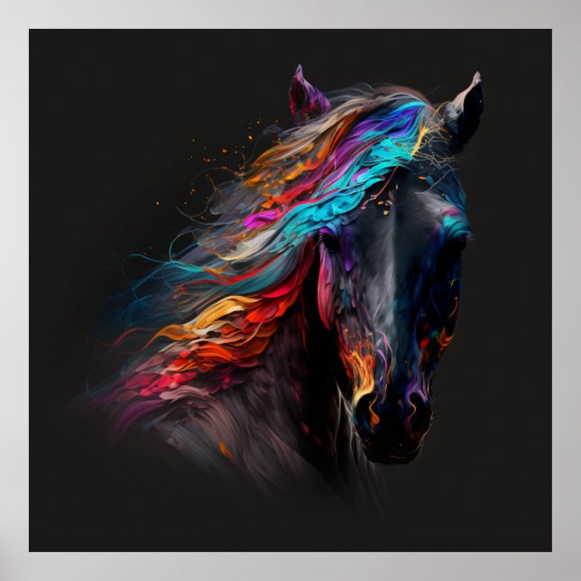 Magic Horse, Abstract Colours , Art Print Wall (Front)