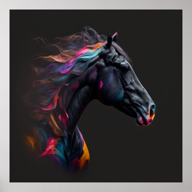 Magic Horse, Abstract Colours , Art Print Wall (Front)