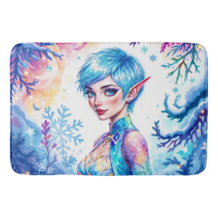 Magic ice elf snow forest frozen fairy tale bath mat