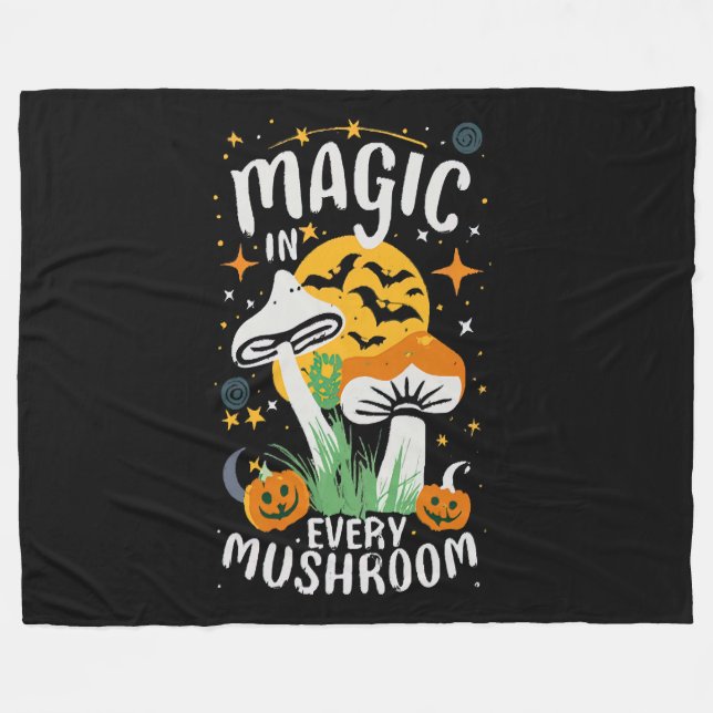 Magic in Every Mushroom! Fleece Blanket (Front (Horizontal))