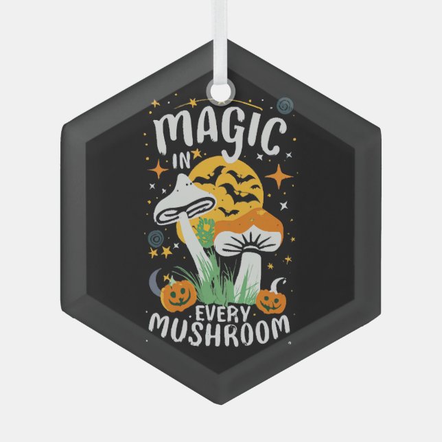 Magic in Every Mushroom! Glass Tree Decoration (Front)