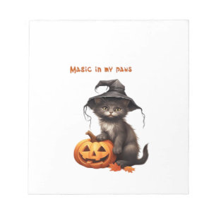 Magic in My Paws � Halloween Cat Design Classic T- Notepad