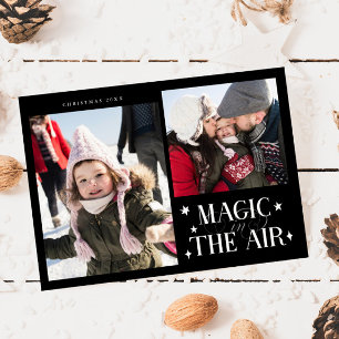 Magic In The Air Black Multi Photo Holiday Card