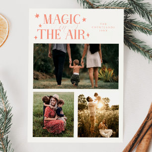 Magic In The Air Multi Photo Peach Holiday Card