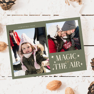 Magic In The Air Sage Multi Photo Holiday Card