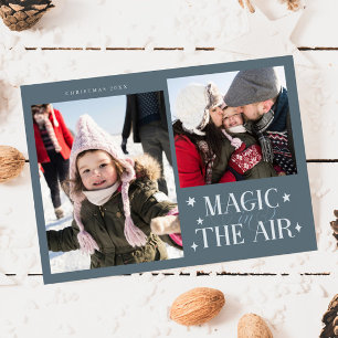 Magic In The Air Slate Blue Photo Holiday Card