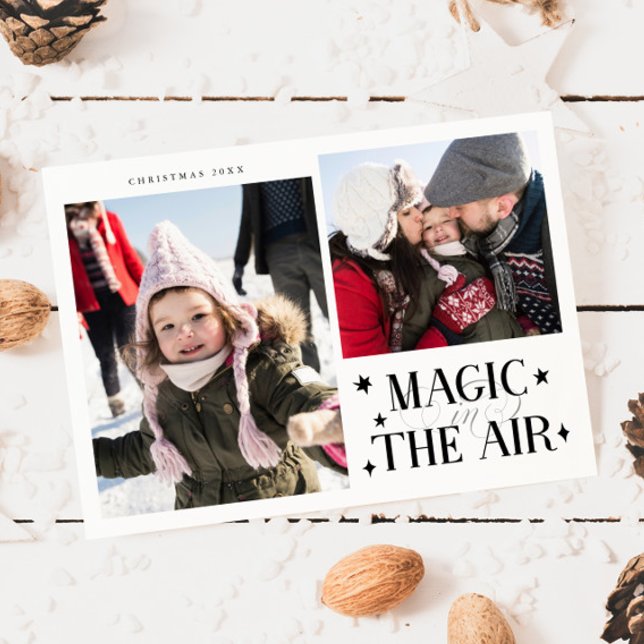 Magic In The Air White Multi Photo Holiday Card (Creator Uploaded)