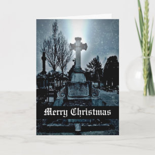 Magic in the cemetery Gothic Merry Christmas Holiday Card