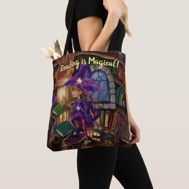 Magic In the Library 'Reading is Magical'  Tote Bag (Close Up)