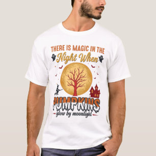 Magic in the Night Halloween Pumpkins Vintage Desi T-Shirt