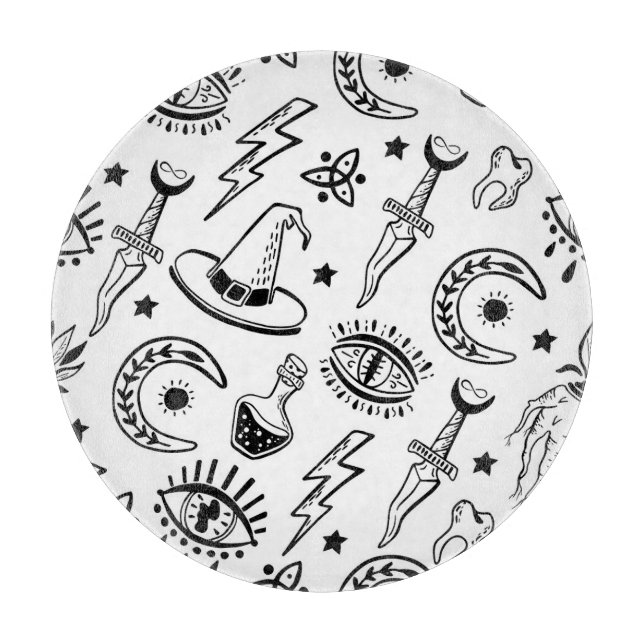 Magic Ink Drawing Seamless Pattern Cutting Board (Front)