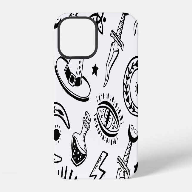 Magic Ink Drawing Seamless Pattern iPhone Case (Back)