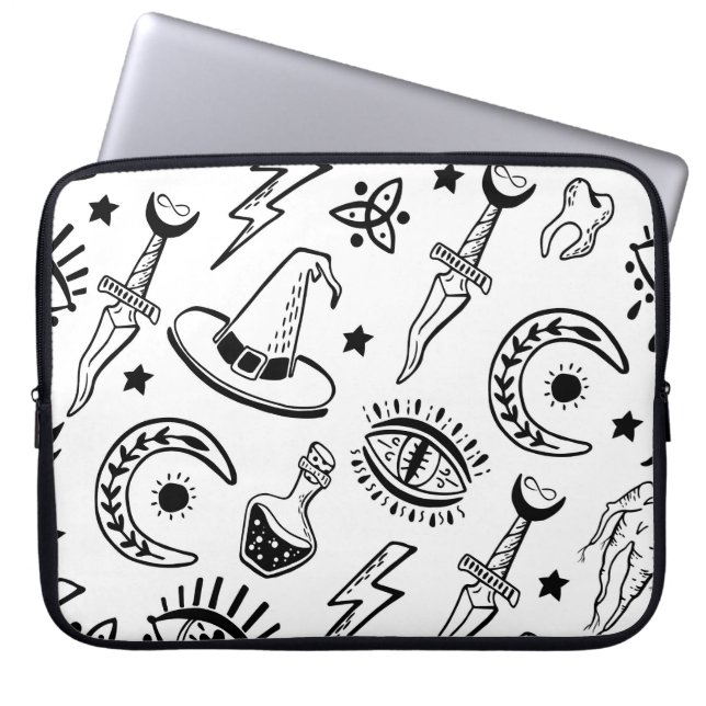 Magic Ink Drawing Seamless Pattern Laptop Sleeve (Front)