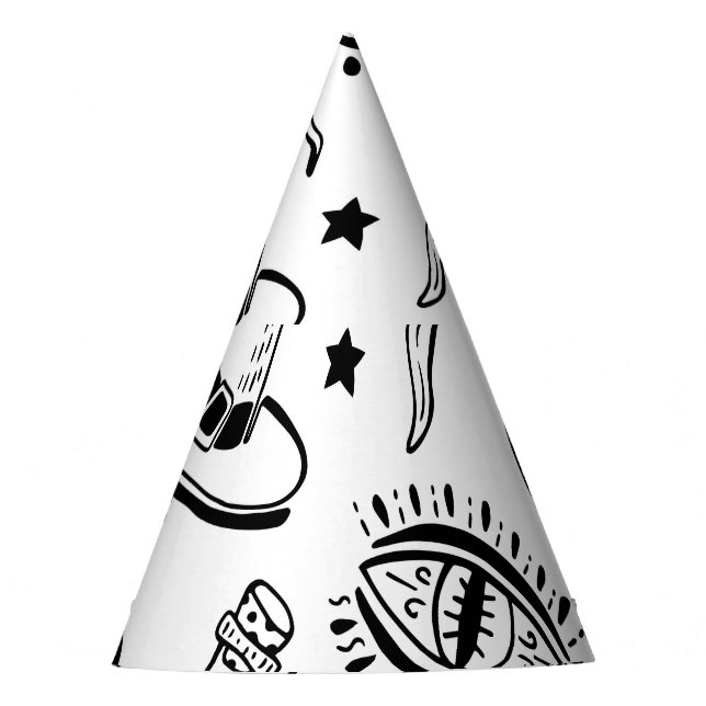 Magic Ink Drawing Seamless Pattern Party Hat (Front)