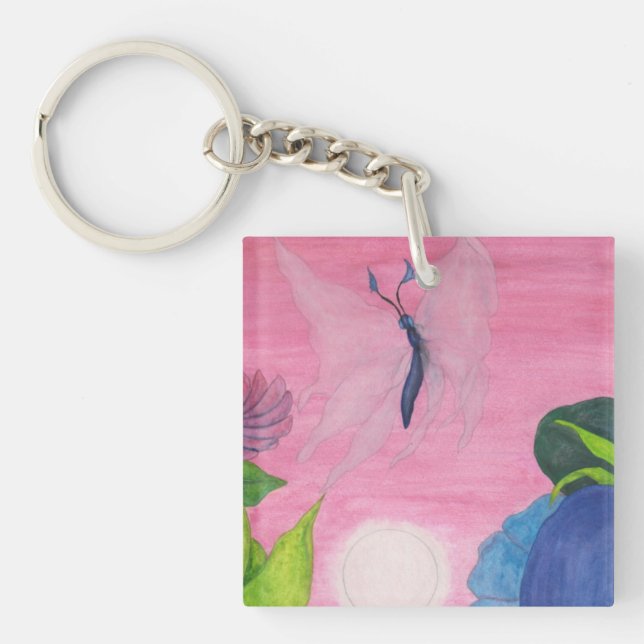 Magic Insect Butterfly Transformation Illustration Key Ring (Front)