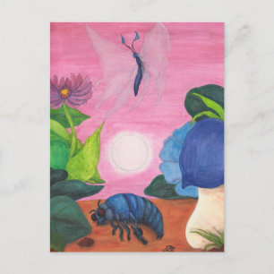 Magic Insect Butterfly Transformation Illustration Postcard